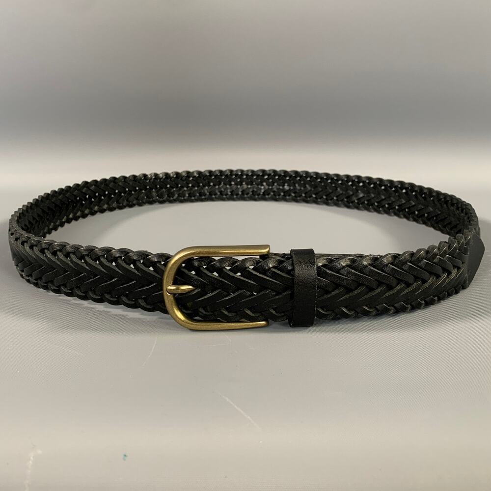 NO BRAND Black Gold Braided Leather Belt